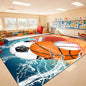Basketball Rug 9'x12' - Basketball Rug for Boys Bedroom Kids Football Mat Water Fire Sports Rugs Boys Room Soccer Rugs Baseball Carpet for Playroom Living Room Bedroom Decor