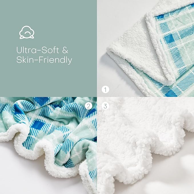 Electric Heated Blanket Full Size 72"x84" - Microplush & Sherpa Fabric Dual-Sided, 6 Heat Settings & 1-10 Hours Auto Off , Cozy Warming Throw for Home, Office, or Bed, Machine Washable，Mint Green