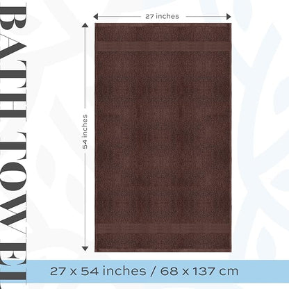White Classic Luxury Bath Towels Set of 4 Large - 700 GSM Cotton Ultra Soft Bath Towels 27x54 | Highly Absorbent and Quick Dry | Hotel Towels for Bathroom Luxury, Plush Shower Towels, Brown