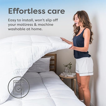 HOSPITOLOGY PRODUCTS Hypoallergenic Mattress Cover- Overstuffed - Deep Pocket - Goose Down Alternative Pillow Top Mattress Topper Full XL- 54" W x 80" L