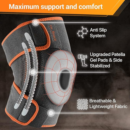 DR. BRACE ELITE Knee Brace with Side Stabilizers & Patella Gel Pads for Maximum Knee Pain Support and fast recovery for men and women-Please Check How To Size Video (XX-Large, Mars)