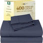 California Design Den Natural 100% Cotton Sheets for Queen Size Bed - Soft 400 Thread Count Sateen, Deep Pockets with All Around Elastic for a Snug Fit, Durable Bedding - Indigo Dusty Blue