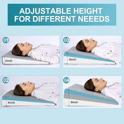 ROYALAY Adjustable Bed Wedge Pillow for Sleeping, Triangle Incline Wedge Pillow for Back Reduce Pressure, Memory Foam Pillow for Post Surgery, Back Support, Leg Elevation, Gerd Acid Reflux, Snoring