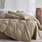 JELLYMONI 100% Washed Cotton Duvet Cover King – Soft, Breathable Linen-Look Bedding with Natural Wrinkle Texture, Button Closure, 3-Piece Set (Dusty Khaki, 104"x90")