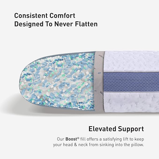 Bedgear Balance Cuddle Curve Performance Pillow - Size 3.0 - Moisture-Wicking Pillow for Side Sleepers - Medium Firmness Bed Pillow- Hypoallergenic, Washable Removable Cover - 20" W x 26" L x 6.5" H