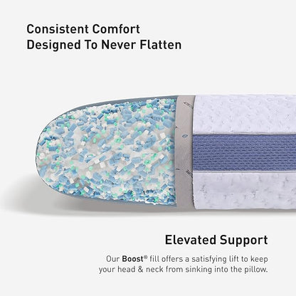 Bedgear Balance Cuddle Curve Performance Pillow - Size 3.0 - Moisture-Wicking Pillow for Side Sleepers - Medium Firmness Bed Pillow- Hypoallergenic, Washable Removable Cover - 20" W x 26" L x 6.5" H