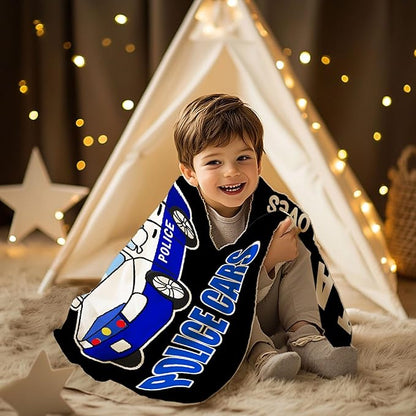 Police Car Blanket for Boys Kids Child Toddler Soft Fleece Police Blanket Just A Boy Who Loves Police Car Throw Blanket for Couch Bed Sofa Decor Birthday Police Gifts 60"x80"-L