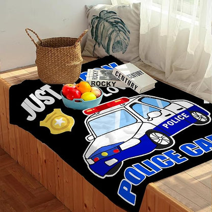 Police Car Blanket for Boys Kids Child Toddler Soft Fleece Police Blanket Just A Boy Who Loves Police Car Throw Blanket for Couch Bed Sofa Decor Birthday Police Gifts 50"x60"-M