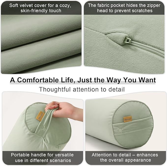 Cuddle Pillow – Body Pillow for Adults, Long Bolster Pillow for Bed, Soft & Supportive for Restful Sleep,47 x 7.87 Inches,Celadon Green