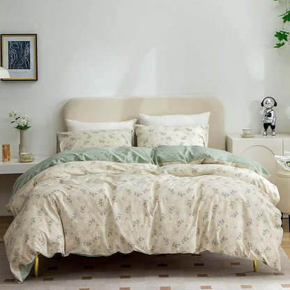 Floral Duvet Cover Set - Twin, 100% Soft Microfiber, 3 Pieces (Duvet Cover & 2 Pillowcases) with Zipper Closure