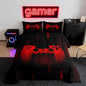 Feelyou Boys Gamer Comforter Set Queen Size Gaming Bedding Set Kids Video Games Comforter for Teen Child Gamer Room Decor Super Soft Red Black Bed Microfiber Game Geometric Duvet Quilted Boy Gift