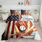 Kids Comforter Set American Flag Baseball Printed Pattern Bedding Set with 1 Comforter and 2 Pillowcases for Girls Boys Bedroom All Season(C-American Flag Baseball02 Full)