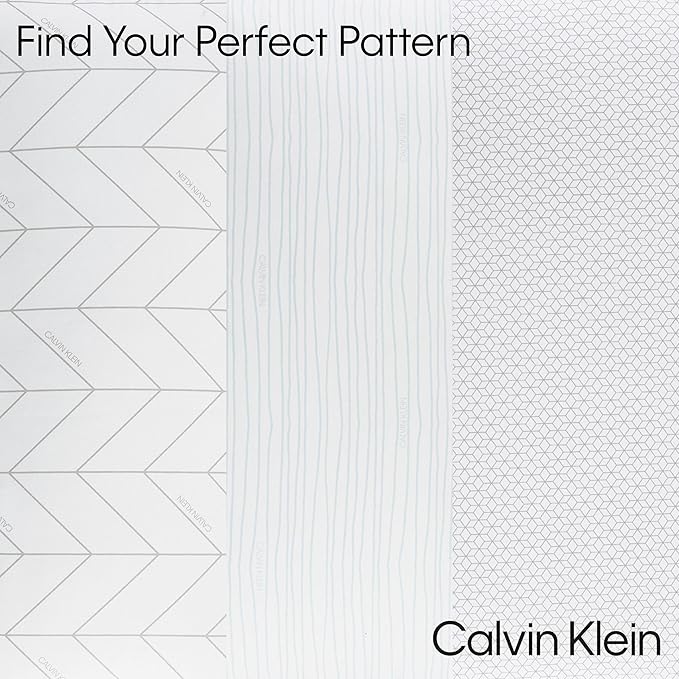 Calvin Klein Geometric Print 20" x 28" Standard/Queen Size Set of 2 Bed Pillows for Sleeping, White
