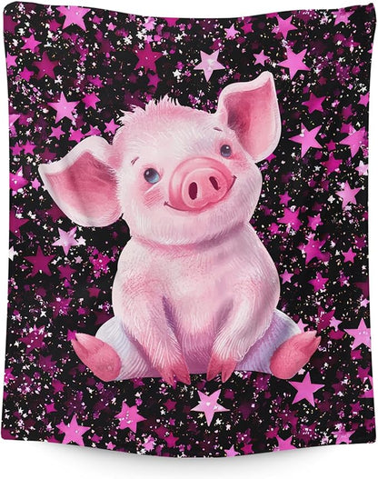 Kids Blankets for Girls Pig Blanket for Kids 6-8 Gifts for Pig Lovers, Pink Warm 50 x 40 Inches Cozy Flannel Throw for Sofa Bed Living Room Decor Camp