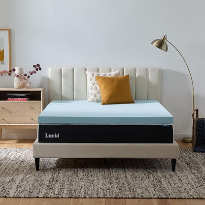 LUCID Mattress Topper, Twin XL, 3 Inch, Memory Foam - Gel Infused Mattress Topper - CertiPUR Certified