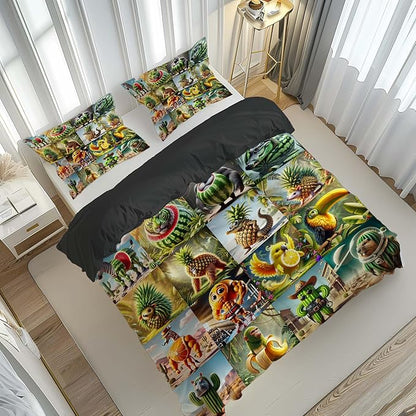 Italian Brainrot Bedding Duvet Cover Set,Funny Fusion AnimalsTwin Full Queen King Comforter Cover Bedding Set for Kids Boys Bed Decor Gifts ﻿ (Color 7,Twin (68" x 90"))
