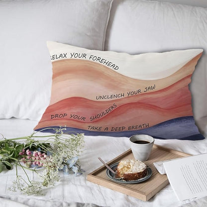 Abstract Boho Mental Health Anxiety Grounding Pillow Covers 12x20, Stress Relief Gifts, Anti Anxiety Gifts, Relaxation Gifts Decorative Lumbar Pillow Covers for Therapy Office Calming Corner