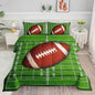 Kids Comforter Set Football Theme Printed Pattern Bedding Set with 1 Comforter and 2 Pillowcases for Girls Boys Bedroom All Season(B-Football Theme01 Full)