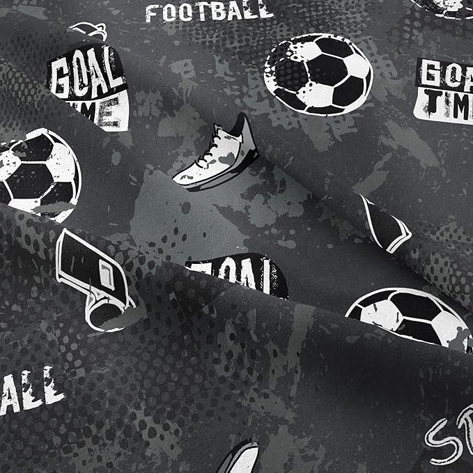 Peopleareok Soccer Bedding Set Twin (68x86 Inch), Black Soccer Theme Comforter, 2 Pieces Soft Microfiber Football Bedding Set for Boys Kids with 1 Pillowcases
