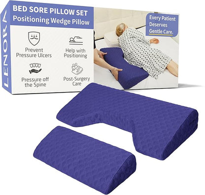 Lenora Bed Sore Pillow Set, Positioning Wedge Pillow with Extra Auxiliary Pillow, Bed Sore Cushion with Non-Skid Fabric, Prevent BedSores, Provide Comfort for Bedridden Patients, Dark Slate Blue