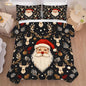 Black Christmas Comforter Set Twin Size Santa Claus Bedding for Kids Girls Women Xmas Reindeer Merry Christmas Bedroom Quilt Bed Sets, 1 Comforter 1 Pillowcase