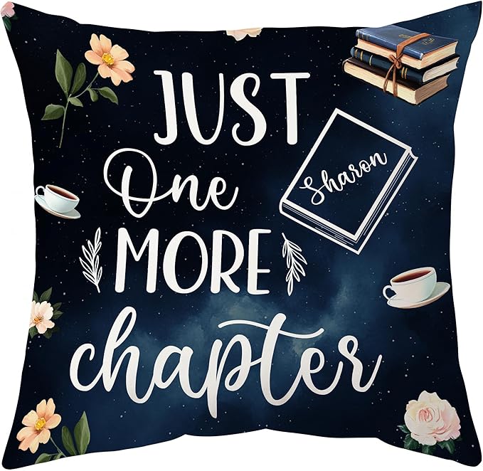Hyturtle Personalized Book Pillow (Insert Included) Gifts for Book Lovers, Funny Reading Club Librarian Gifts for Girls Women on Birthday Christmas, Custom Name Couch Cushion Decor Throw Pillow