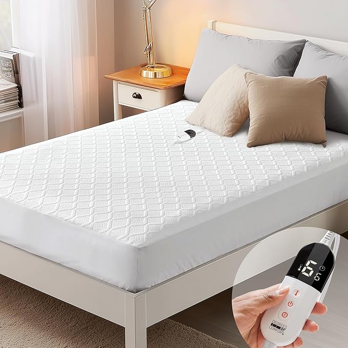 Full Size Heated Mattress Pad – Electric Mattresses Warmer with Auto Shut-Off, Machine Washable Soft Heating Bedding, Adjustable Heat Settings for Cozy All Night Comfort