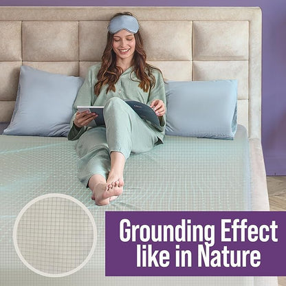 Earth Grounding Sheets California Size with 12% Silver Fiber & 4% Silk & 84% Cotton - Beige - SGS Quality Certified Grounded Well Bed Sheet - Conductive Fitted Sheet for Better Sleep