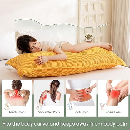 HIGOGOGO Body Pillow for Adults, Thickened Memory Foam Long Bed Pillow, Breathable Full Body Pillow with Removable Pillow Cover (20x54 Inch)