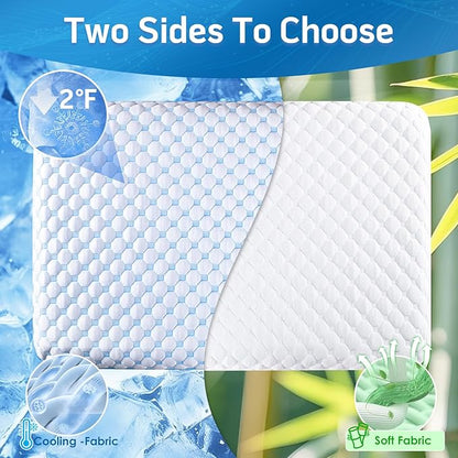 Stomach Sleeping Pillow for Back & Stomach Sleeper, Flat Soft Pillows for Sleeping Thin Memory Foam Pillow for Back Shoulder Neck Pain Relief - Cooling Ultra Thin Pillows for Sleepers 1.75-Inches