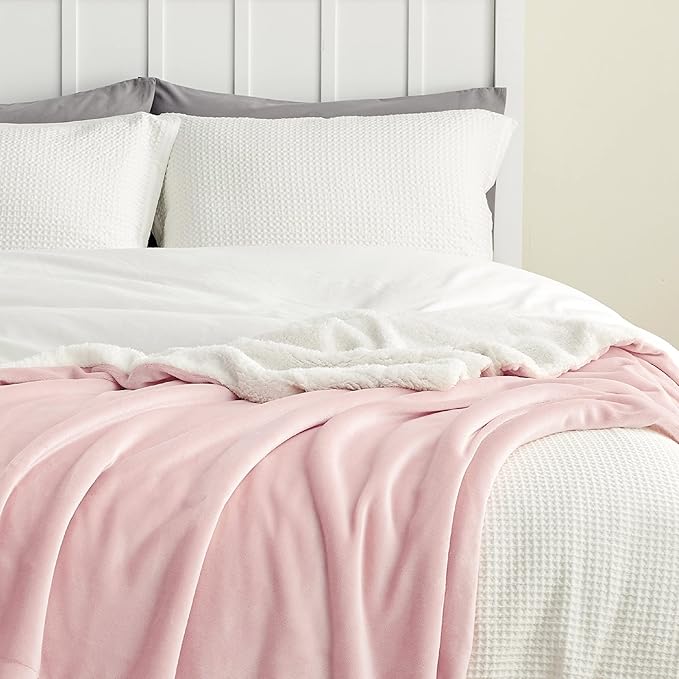 Bedsure GentleSoft Sherpa Fleece Throw Blanket for Couch - Thick and Warm Throw Gifts for Women and Girls, Soft Fuzzy Plush Christmas Blanket for Winter, Room Home Decor, Pink, 50x60 Inches
