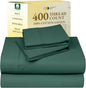 California Design Den Natural 100% Cotton Sheets, Soft Queen Sheet Set, 400 Thread Count Sateen, Deep Pockets with All-Around Elastic for a Snug Fit, Durable Bedding Set - Hunter Green