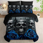 Black Skull Comforter Set 7 Piece King Size Bed in A Bag,Goth Bedding for Room Decor,Soft Western Comforter Boho Hippie Bedding with Fitted Sheet,Flat Sheet, Pillowcases & Shams