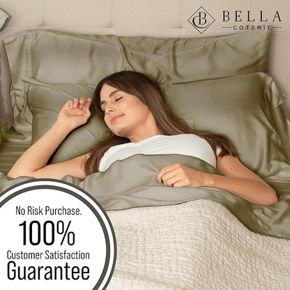 Bella Coterie | Luxury Bamboo King Size Pillowcase Set | 100% Organically Grown Bamboo Viscose | Ultra Soft | Cooling | 2 Pcs [Olive]