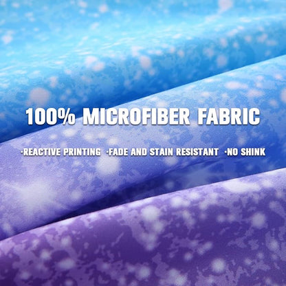 6Pcs Glitter Comforter Set with Sheets for Teens Girls Kids, Colorful Gradient Glitter Themed Bed in a Bag Full Size, Blue Purple 3D Sparkly Galaxy Bedroom Decor Bedding Set