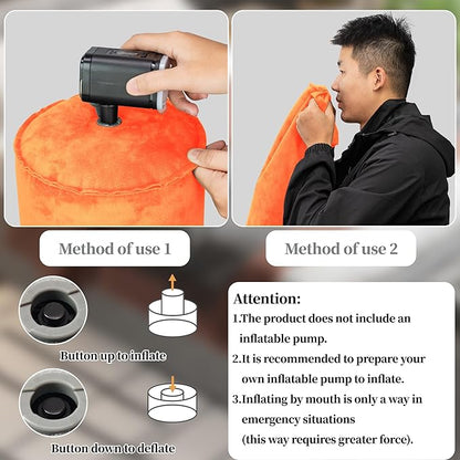 Inflatable Body Pillow for Adults Kids, 47 Inch Body Pillows for Side Sleeper, Travel Body Pillow for Bed, Long Bolster Pillow Round Cervical Cylinder Pillow for Sleeping