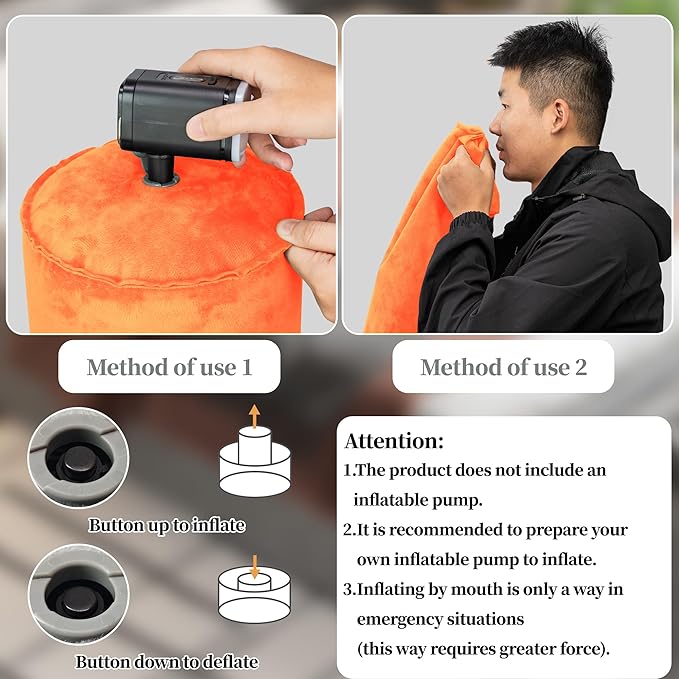 Inflatable Body Pillow for Adults Kids, 47 Inch Body Pillows for Side Sleeper, Travel Body Pillow for Bed, Long Bolster Pillow Round Cervical Cylinder Pillow for Sleeping