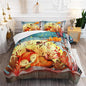 Colorful Cartoon Fox Comforter Set Queen Cute Snails and Birds Pattern Bedding Fox Bedding Set for Kids Boys Girls Moon Trees Quilt Set with 1 Comforter and 2 Pillowcases