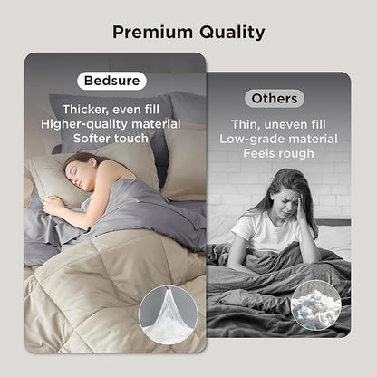 Bedsure King Size Comforter Set - 7 Pieces Reversible Beige Bedding, King Size Bed Set for All Seasons, Bed in a Bag with Down Alternative Comforter, Sheets, Pillowcases & Shams