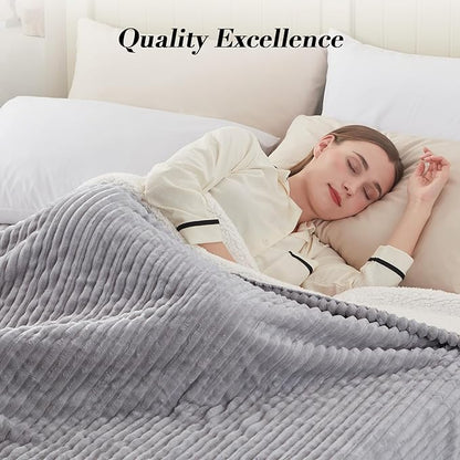 Westinghouse Queen Size Electric Blanket, Flannel to Sherpa Reversible, Heated Blanket Queen with Dual Control 10 Heating Settings & 1-12 Hours Auto Shut Off, Machine Washable, (84" x 90", Light Grey)