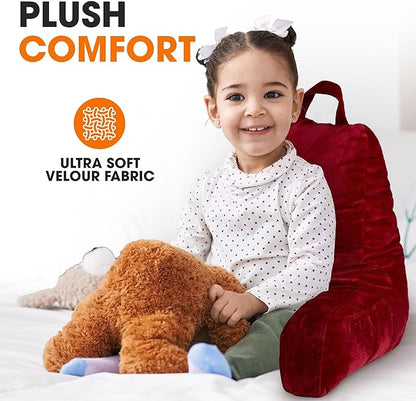 Cheer Collection Reading Pillow with Arms – Portable Bed Pillow for Sitting Up & Support, Foam-Filled Back Rest Pillow for Sitting in Bed & Couch, Machine Washable, Maroon