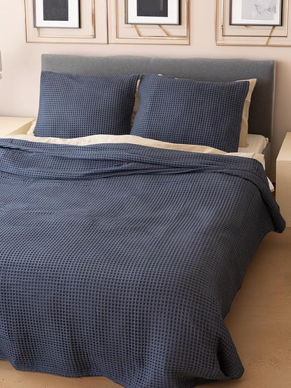 Premium Waffle Blanket Queen XL Size Anthracite - Luxury, Pure 100% Turkish Cotton, Light & Airy Waffle Weave All-Season Quilt - Decorative Bedspread (Anthracite, Queen XL 95" x 102" Inch)