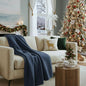 Cloud Scape Linen Herringbone Cotton Throw Blanket for Couch, Bed,Sofa, Home Decor, Soft, Heavy, All-Season, Winter Bed Blanket, Best Gift for Christmas, 50 x 70, Ensign Blue