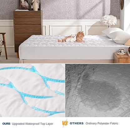 GRT Full Mattress Protector, 100% Waterproof Mattress Protector Full with Dual-Layers Protection, Noiseless Quilted Fitted Mattress Pad Cover with 8"-26" Deep Pocket