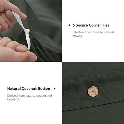 JELLYMONI Cotton Duvet Cover Cal King Size - Gray Comforter Cover with Button 100% Washed Cotton 3PCS Breathable Soft Solid Bedding Set Duvet Cover 104×98in & 2 Pillowcases (NO Comforter)