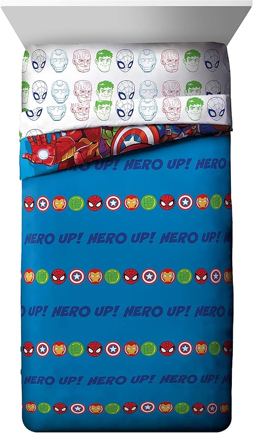 Jay Franco Marvel Super Hero Adventures Avengers Heroes Amigos 4 Piece Toddler Bed Set – Super Soft Microfiber Bed Set – Bedding Features Captain America, Hulk, Iron Man, & Spiderman