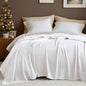 Twin Size Blanket, 70% Rayon (Derived from Bamboo) and 30% Cotton, Lightweight Jacquard Weave, Breathable and Soft Summer Blanket for Bed or Couch, 66” x 90”, White