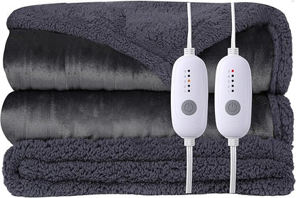 Heated Electric Blanket Queen Size Blanket 84" x 90" with Dual Control, 5 Levels Heating & 10Hs Auto Off, Dark Gray