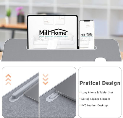 Lap Desk, Lap Desk with Cushion, Fits up to 17 inch Laptop, Pillow Designed, Portable Laptop Stand with Tray, Pad & Phone Holder, Home Office for Bed/Couch/Car/Reading/Writing, MillHome (Gray)
