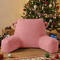 Portable Comfy Reading Pillows for Bed Sitting Up(Dark Pink Oeko-Tex), Velvet Back Pillow with Arms & Pockets for Adults, Support Memory Foam Bed Pillow for Dorm/Reading/Watching/Gaming